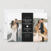 Eenvoudige zwarte trouwfoto bedankkaart (Voorkant)