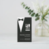 Eenvoudige zwarte Tuxedo Creative Waiter Catering Visitekaartje (Staand voorkant)