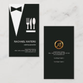 Eenvoudige zwarte Tuxedo Creative Waiter Catering Visitekaartje (Voorkant / Achterkant)