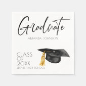 Eenvoudige zwarte typografie Afstuderen Afstuderen Servet (Voorkant)