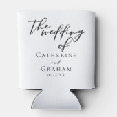 Eenvoudige zwarte typografie chique winter bruilof blikjeskoeler (Achterkant)