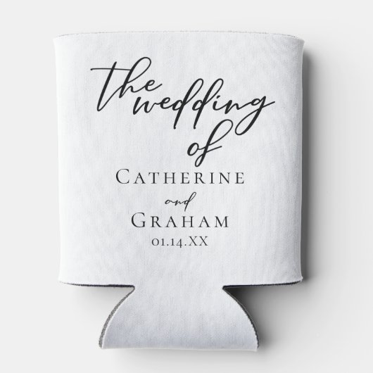 Eenvoudige zwarte typografie chique winter bruilof blikjeskoeler (Achterkant)