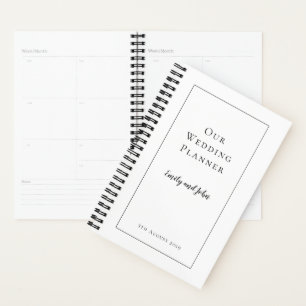 Eenvoudige zwarte typografie en grens Bruiloft Planner