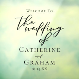 Eenvoudige zwarte Typografie Formele bruiloft Welk Raamsticker