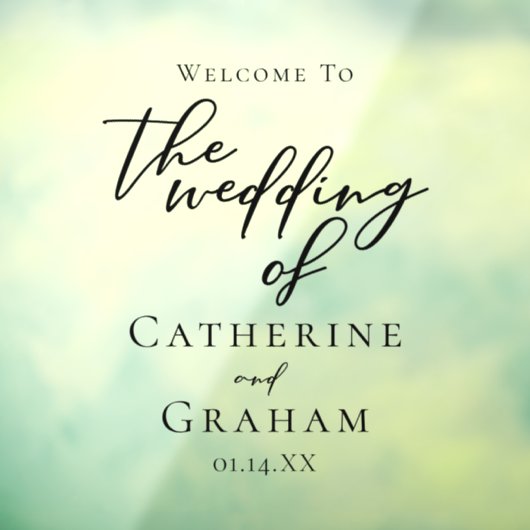 Eenvoudige zwarte Typografie Formele bruiloft Welk Raamsticker (Vel 3)