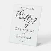 Eenvoudige zwarte Typografie Formele bruiloft Welk Reclamebord Met Voetstuk (Voorkant)