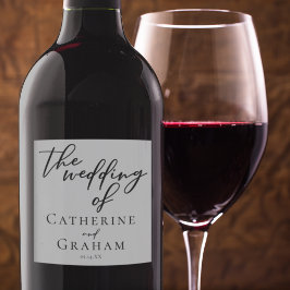 Eenvoudige zwarte Typografie Modern Formal Wedding Sparkling Wijnetiket