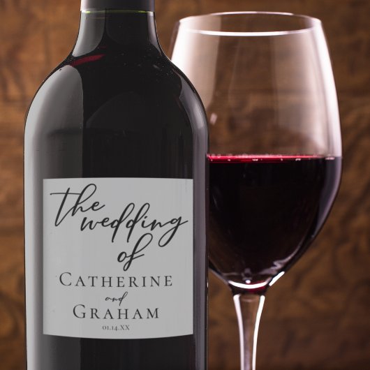 Eenvoudige zwarte Typografie Modern Formal Wedding Sparkling Wijnetiket