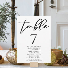 Eenvoudige zwarte typografie Tafelnummer w / Namen