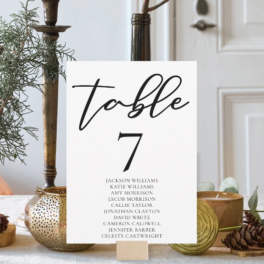 Eenvoudige zwarte typografie Tafelnummer w / Namen