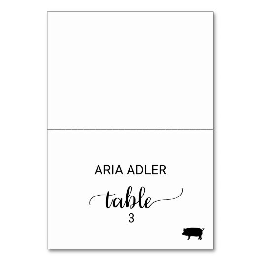 Eenvoudige zwarte-varkenskaart voor maaltijdoptie kaart (Voorkant)