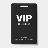 Eenvoudige zwarte VIP All Access Pass Event ID Bad Badge (Voorkant)