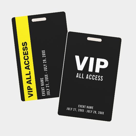 Eenvoudige zwarte VIP All Access Pass Event ID Bad Badge