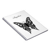 Eenvoudige zwarte vlinder en witte naam notitieboek (Rechterzijde)