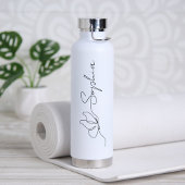 Eenvoudige zwarte vlinder lijn art aangepaste naam waterfles