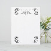 Eenvoudige zwarte werveling elegante briefhoofd (Staand voorkant)