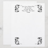 Eenvoudige zwarte werveling elegante briefhoofd (Voorkant / Achterkant)