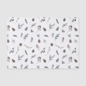 Eenvoudige zwarte winter Pinecone Waterverf Kerstm Tissuepapier (Voorkant)