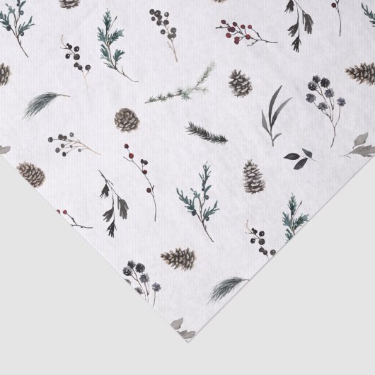 Eenvoudige zwarte winter Pinecone Waterverf Kerstm Tissuepapier (Detail)