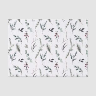 Eenvoudige zwarte winterkerst met botanische Water Tissuepapier