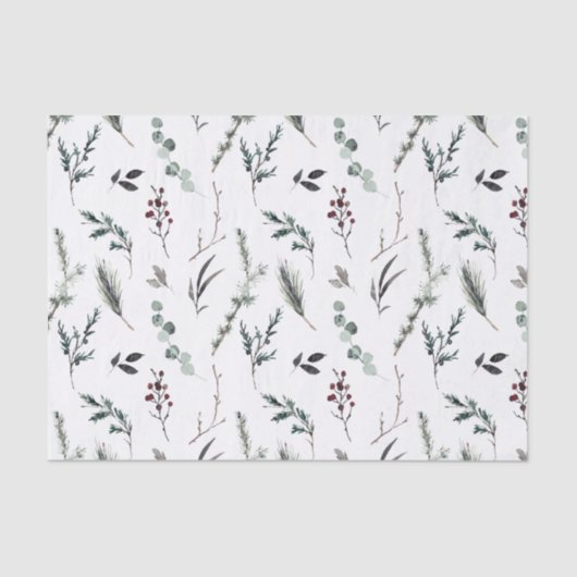 Eenvoudige zwarte winterkerst met botanische Water Tissuepapier (Voorkant)