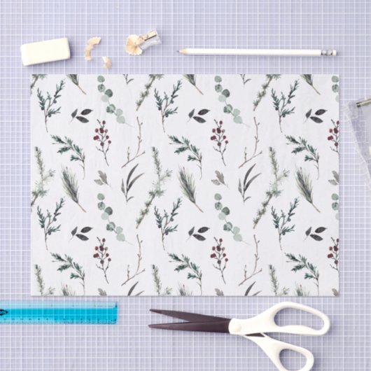 Eenvoudige zwarte winterkerst met botanische Water Tissuepapier (Craft)