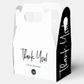 Eenvoudige zwarte witte aangepaste logo personeel  bedankdoosjes (Geopend)