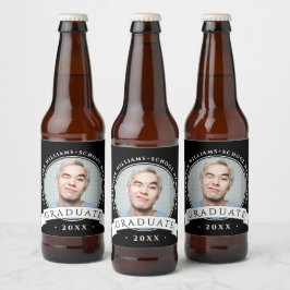 Eenvoudige Zwarte Witte Afstudeer Foto Universitei Bier Etiket