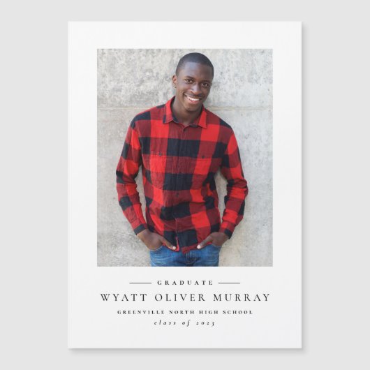 Eenvoudige zwarte witte afstuderen aankondigingsma (Voorkant)