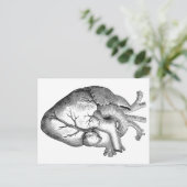 Eenvoudige zwarte witte anatomie hartillustratie briefkaart (Staand voorkant)