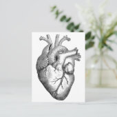Eenvoudige zwarte witte anatomie hartillustratie briefkaart (Staand voorkant)