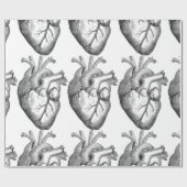 Eenvoudige zwarte witte anatomie hartillustratie cadeaupapier (Vlak)