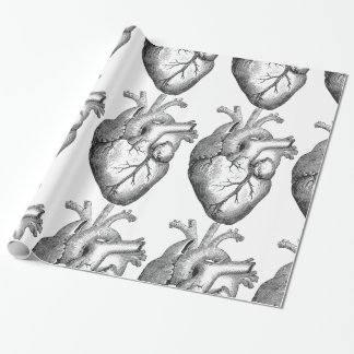 Eenvoudige zwarte witte anatomie hartillustratie cadeaupapier