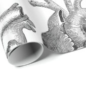 Eenvoudige zwarte witte anatomie hartillustratie cadeaupapier (Rol Hoek)