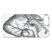 Eenvoudige zwarte witte anatomie hartillustratie Case-Mate iPhone case (Achterkant (Horizontaal))