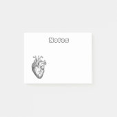 Eenvoudige zwarte witte anatomie hartillustratie post-it® notes (Voorkant)