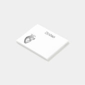 Eenvoudige zwarte witte anatomie hartillustratie post-it® notes (Schuin)