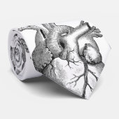 Eenvoudige zwarte witte anatomie hartillustratie stropdas (Opgerold)