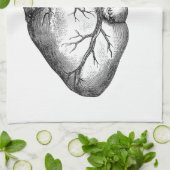 Eenvoudige zwarte witte anatomie hartillustratie theedoek (Gevouwen)
