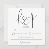 Eenvoudige zwarte witte bruiloft RSVP Notitiekaartje (Voorkant)
