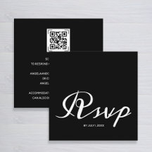Eenvoudige zwarte witte bruiloft RSVP QR-code