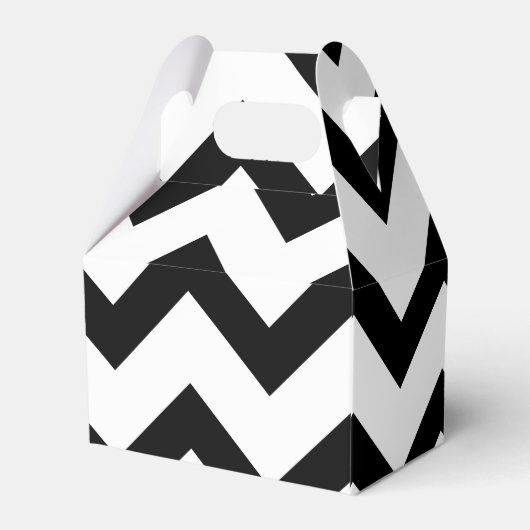 Eenvoudige zwarte witte chevron patroonlijn retro bedankdoosjes (Achterkant)