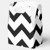 Eenvoudige zwarte witte chevron patroonlijn retro bedankdoosjes (Geopend)