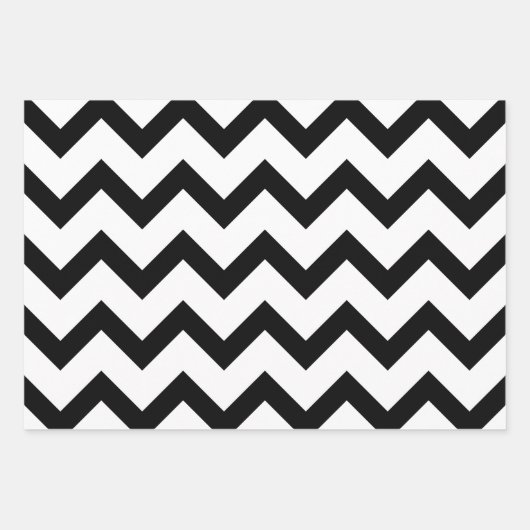 Eenvoudige zwarte witte chevron patroonlijn retro inpakpapier vel (Voorkant 3)