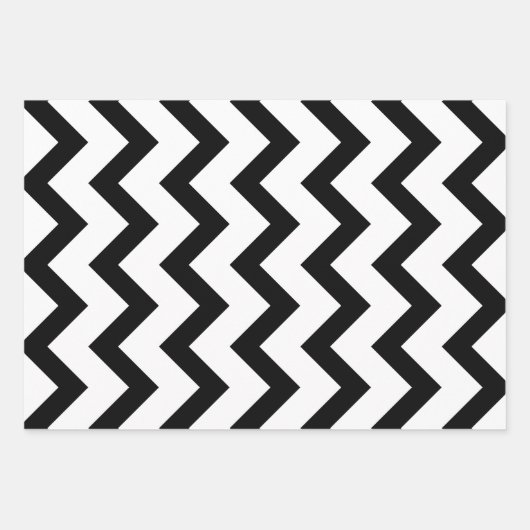 Eenvoudige zwarte witte chevron patroonlijn retro inpakpapier vel (Voorkant 2)