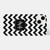 Eenvoudige zwarte witte chevron patroonlijnen Mono iPhone Hoesje (Achterkant horizontaal)