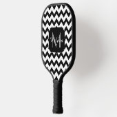 Eenvoudige zwarte witte chevron patroonlijnen Mono Pickleball Paddle (Links)