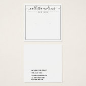 Eenvoudige zwarte, witte, cursieve oorenkaart vierkante visitekaartjes (Voorkant /achterkant)