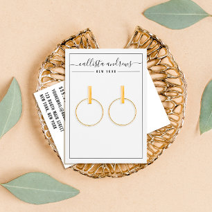 Eenvoudige zwarte, witte, cursieve oorenkaart visitekaartje