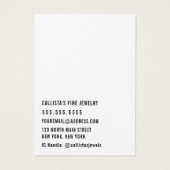 Eenvoudige zwarte, witte, cursieve oorenkaart visitekaartje (Achterkant)